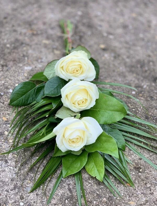 Funeral - 3 Rose Sheaf – White